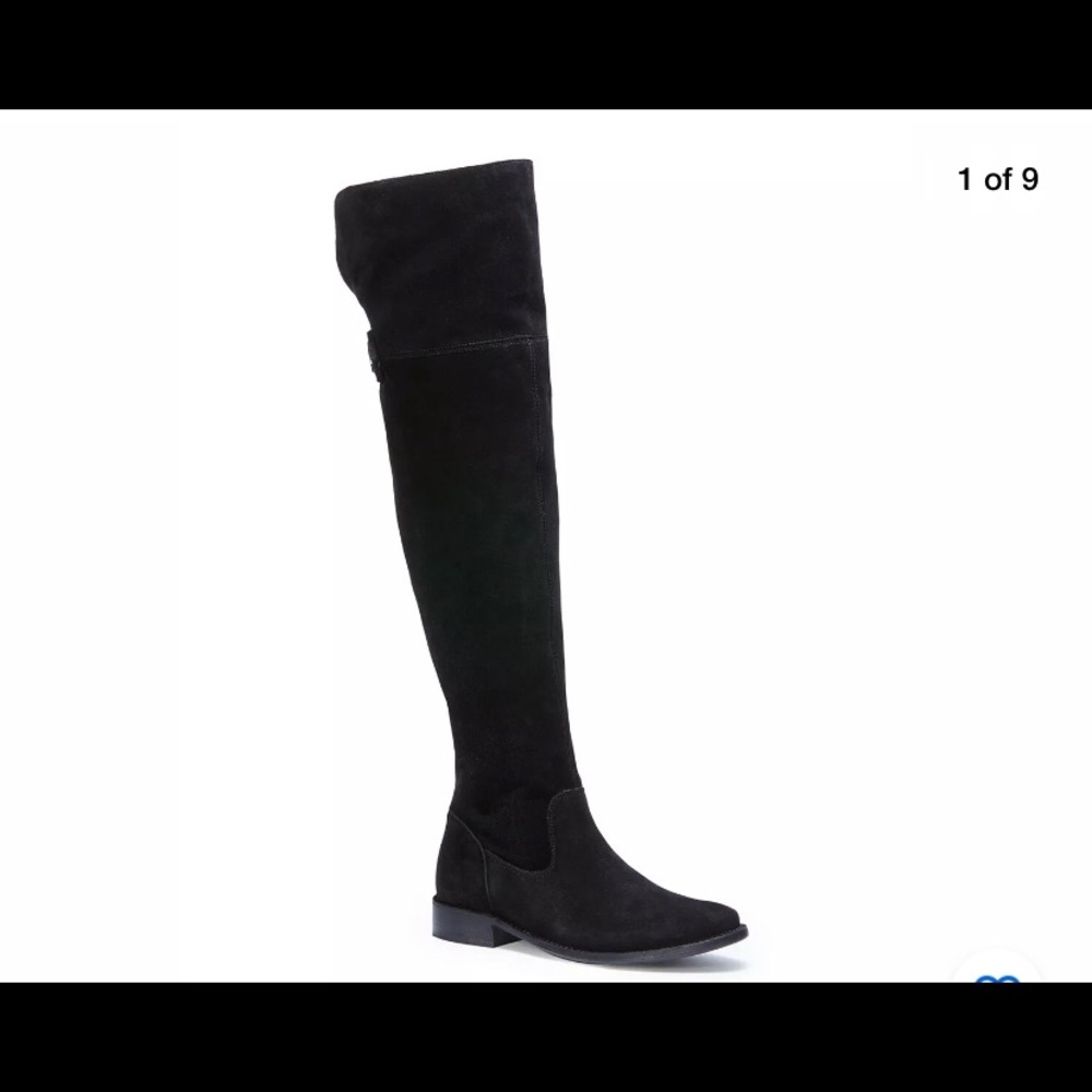NEW Frye Shirley OTK Boots Black Suede Siz…